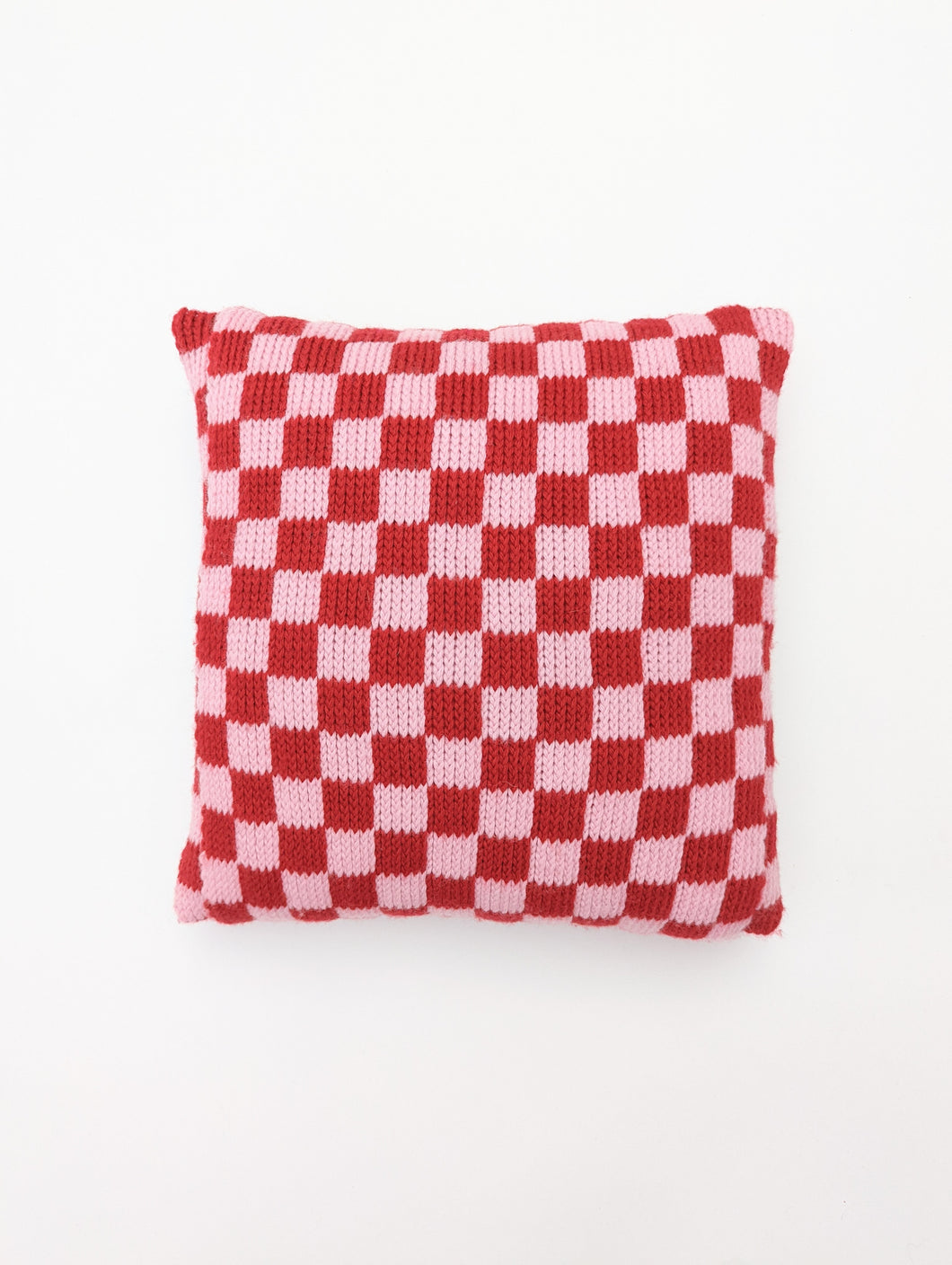 Small Checkered Hand Knit Pillow