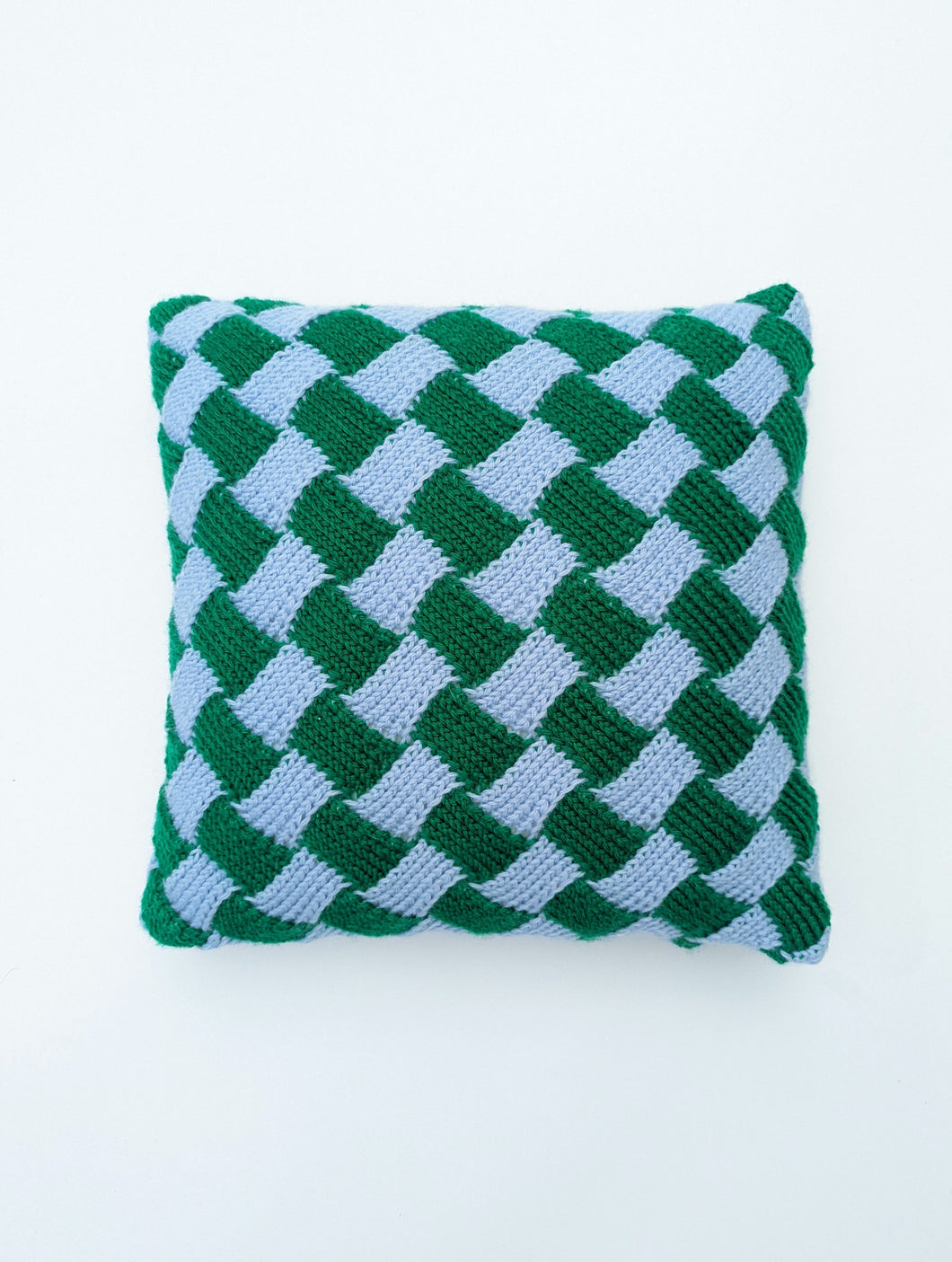 Entrelac Hand Knit Pillow - One of a Kind
